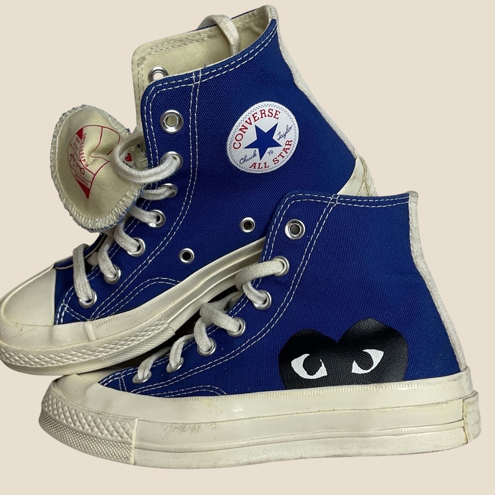 Converse x CDG‎ PLAY Chuck 70 High Top Sneakers Blue Mens 3 Womens 5 171846C